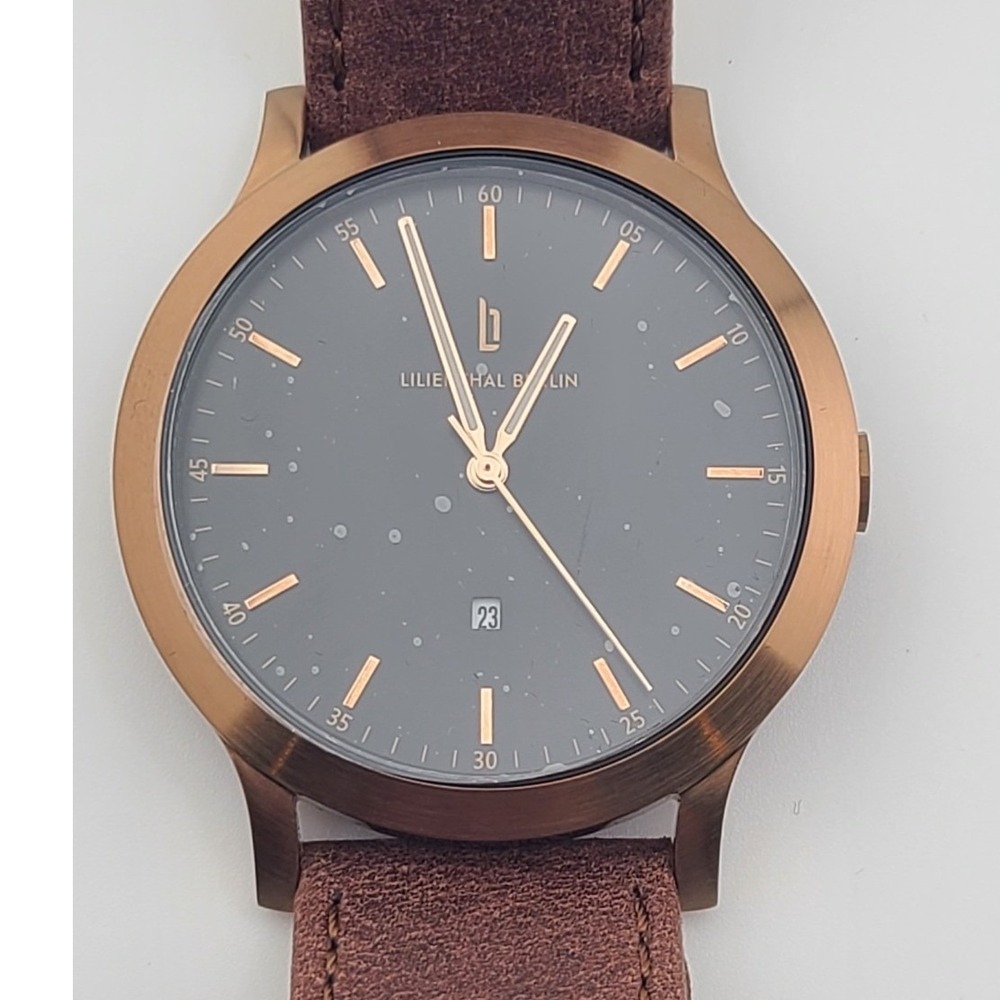 Lilienthal Berlin L1 Watch Bronze Case Black Dial Brown Italian Leather Strap